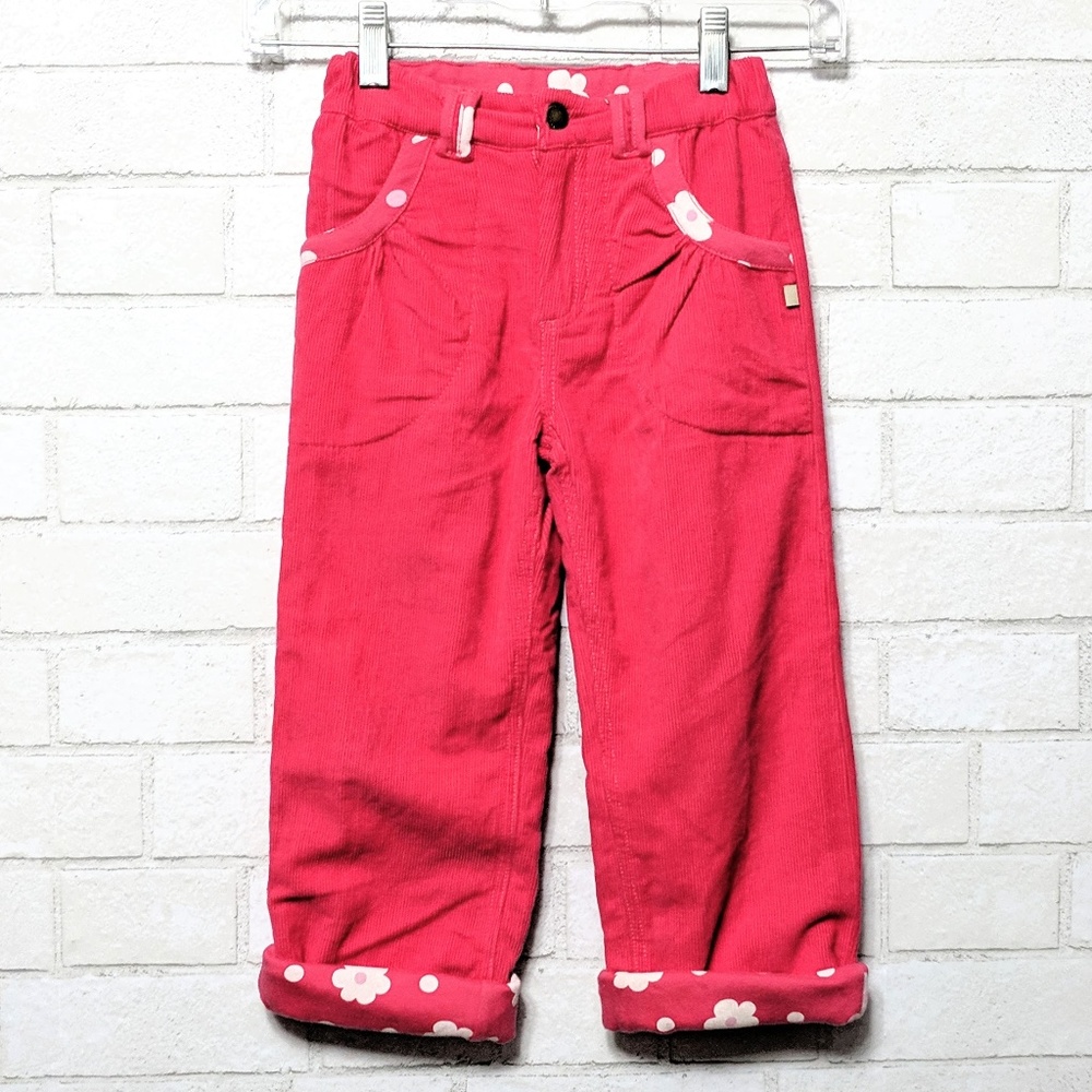 💎 Frugi Pink Floral Corduroy Lined Trouser Pants